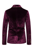 Black Velvet Notched Lapel Double-Breasted Men's Suits