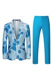 Yellow Floral 2-Piece One Button Notched Lapel Men's Prom Suits