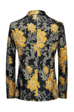Yellow Floral 2-Piece One Button Notched Lapel Men's Prom Suits