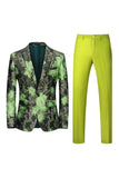 Yellow Floral 2-Piece One Button Notched Lapel Men's Prom Suits