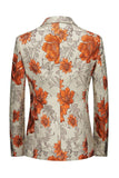 Yellow Floral 2-Piece One Button Notched Lapel Men's Prom Suits