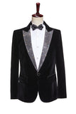 Sparkly Black 2-piece Peaked Lapel Velvet Men's Prom Suits