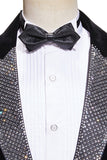 Sparkly Black 2-piece Peaked Lapel Velvet Men's Prom Suits