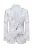 Sparkly Gold One Button Notched Lapel Men's Prom Blazer