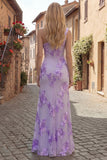 Yellow One Shoulder Sheath Embroidered Long Prom Dress