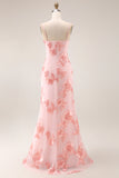 Yellow Sheath Floral Embroidered Long Prom Dress with Ruffle Slit