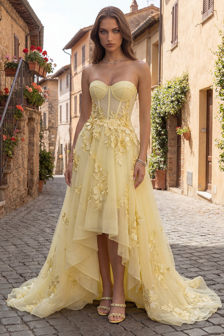 sachin and babi light blue dress Yellow Tulle Corset Prom Dresses Sweetheart With 3D Flowers  alinanova