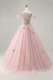 Off the Shoulder Pink Appliqued Ball Gown Quinceanera Dress