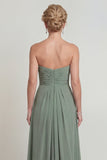 Dusty Sage Sweetheart A Line Ruched Chiffon Mother of the Bride Dress with Slit