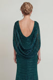 Dark Green Sheath Open Back Long Mother of the Bride Dress