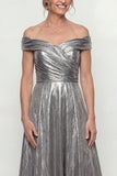 Grey Silver Mermaid Ruched Off The Shoulder Mother Of Bride Dress