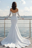 Ivory Off the Shoulder Mermaid Sweep Train Wedding Dress with Lace
