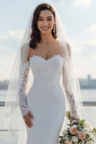 Ivory Off the Shoulder Mermaid Sweep Train Wedding Dress with Lace