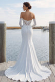 Ivory Sweetheart Mermaid Sweep Train Wedding Dress with Lace