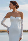 Ivory Sweetheart Mermaid Sweep Train Wedding Dress with Lace