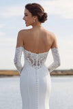 Ivory Sweetheart Mermaid Sweep Train Wedding Dress with Lace