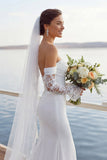 Ivory Mermaid Sweetheart Chiffon Ruched Long Wedding Dress