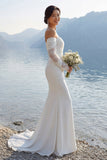 Ivory Mermaid Lace Sweetheart Chiffon Long Wedding Dress
