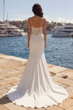 Ivory Mermaid Appliqued Wedding Dress with Court Train