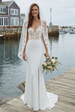 Ivory Mermaid Lace Long Elegant Wedding Dress