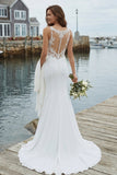Ivory Mermaid Lace Long Elegant Wedding Dress