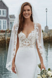 Ivory Mermaid Lace Long Elegant Wedding Dress