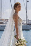 Ivory Spaghetti Straps Mermaid Lace Sweep train Wedding Dress