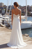 Mermaid Ivory Spaghetti Straps Lace Sweep Train Wedding Dress