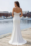 Mermaid Ivory Lace Sweep Train Wedding Dress with Slit