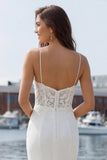 Mermaid Ivory Lace Sweep Train Wedding Dress with Slit
