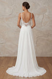 A Line Ivory Spaghetti Straps Lace Elegant Wedding Dress