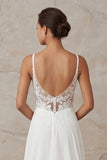 A Line Ivory Spaghetti Straps Lace Elegant Wedding Dress