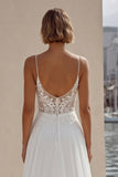 Ivory Lace A Line Wedding Dress with Slit