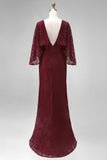 Burgundy Lace Sheath Mother of the Bride Dress with Pockets