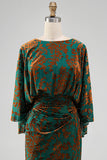 Dark Green Sheath Flared Sleeves Ruched Mother of the Bride Dress with Pockets