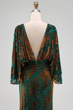 Dark Green Sheath Flared Sleeves Ruched Mother of the Bride Dress with Pockets