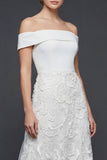 Off The Shoulder White Long A Line Wedding Dress