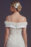 Bodycon White Cold Shoulder Short Wedding Dress with 3D Flowers