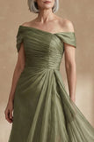 Dusty Sage A Line Asymmetrical Convertible Mother of the Bride Dress with Wrap