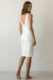 Bodycon V-Neck Midi Satin Rehearsal Dinner Dress