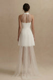 A-Line Mini Halter Neck Little White Dress with Sleeveless