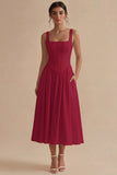 A-Line Square Neck Corse Satin White Dress