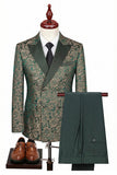 Black Double Breasted Peaked Lapel 3-Piece Men's Suits