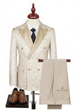Black Double Breasted Peaked Lapel 3-Piece Men's Suits