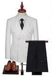 Black Double Breasted Peaked Lapel 3-Piece Men's Suits