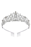 Golden White Crystal Prom Queen Pageant Crown Tiara