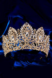 Luxury Crystal Prom Queen Pageant Golden Crown Tiara