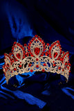 Luxury Crystal Prom Queen Pageant Golden Crown Tiara