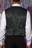 Sparkly Black Single Breasted V-Neck Men's Suit Vest with Sequins