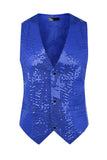Sparkly Black Single Breasted V-Neck Men's Suit Vest with Sequins